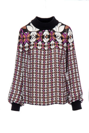 BLUSA COM GOLA DE MALHA